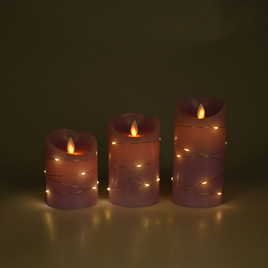 3er Set - LED-Kerzen ohne Flamme mit Fernbedienung, rot