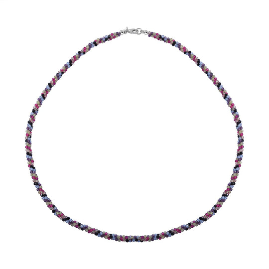 Mehrfarbige Edelstein Halskette, 45cm, 925 Silber - 100 ct.