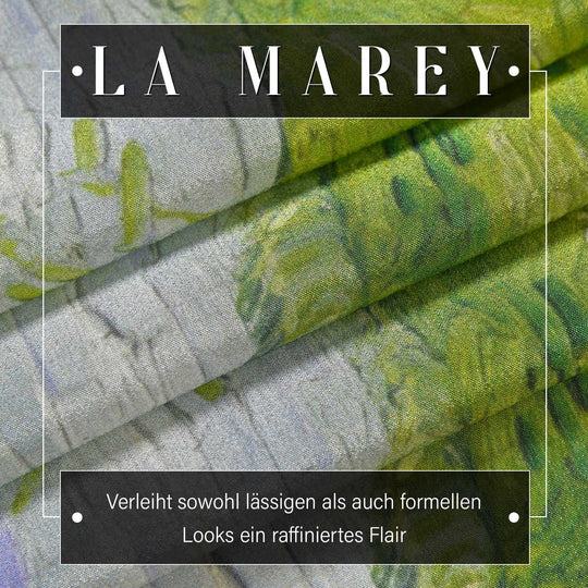LA MAREY: Premium Selection - 100% Maulbeerenseiden-Halstuch, 35 x 150 cm, Grüne Wiesen