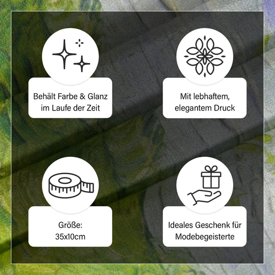 LA MAREY: Premium Selection - 100% Maulbeerenseiden-Halstuch, 35 x 150 cm, Grüne Wiesen