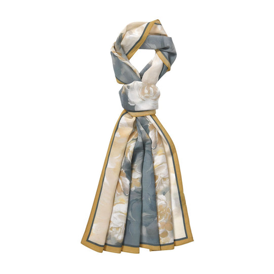 LA MAREY: Premium Selection - 100% Maulbeerenseiden-Halstuch, 35 x 150 cm, Grüne Wiesen