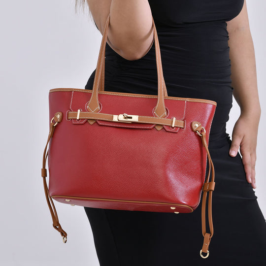 life-style:Genuine Leather Tote bag Color: Green with brown L:41*W:15*H:26cm ,Handle drop:22CM  Wall: Genuine Leather Lining: Polyester Exterior:zipped-1,  Interior: slip-1,zipped-1