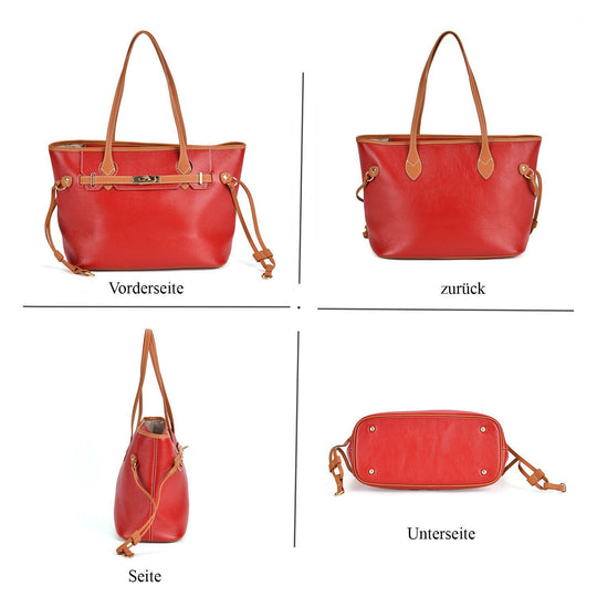 life-style:Genuine Leather Tote bag Color: Green with brown L:41*W:15*H:26cm ,Handle drop:22CM  Wall: Genuine Leather Lining: Polyester Exterior:zipped-1,  Interior: slip-1,zipped-1