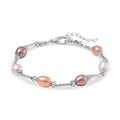 Mehrfarbiges Süßwasser Perle Armband, flexibel, Messing