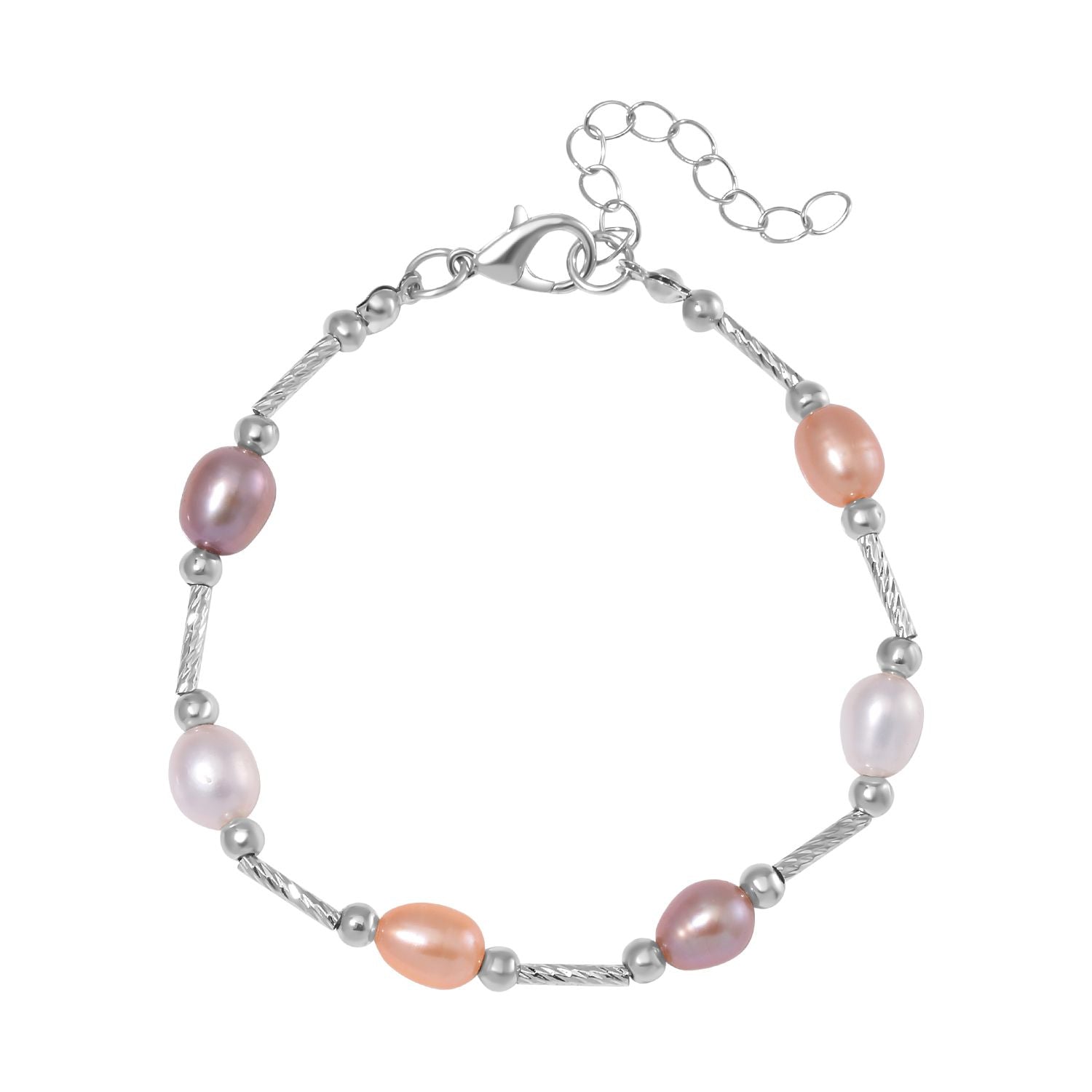 Mehrfarbiges Süßwasser Perle Armband, flexibel, Messing
