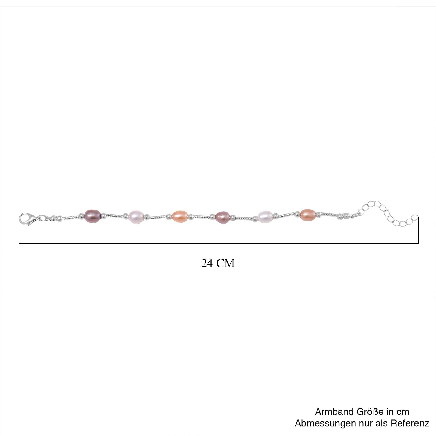 Mehrfarbiges Süßwasser Perle Armband, flexibel, Messing