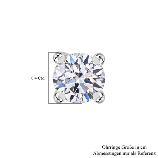 LUXURIANT SGL zertifizierte VS-GH Labor Diamant Solitär Ohrringe, 925 Silber rhodiniert - 0,50 ct.