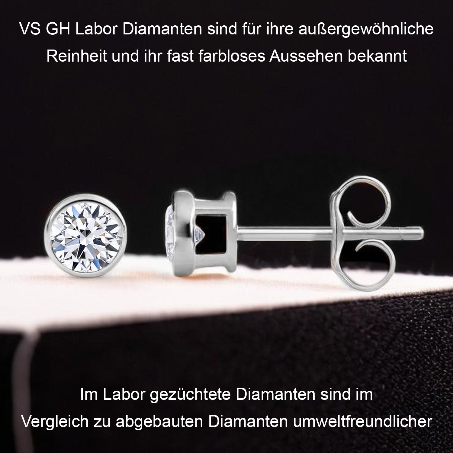 Im Labor gewachsener Diamant VS Ohrringe 925 Silber rhodiniert ca. 0,50 ct.