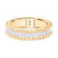 Weißer Diamant Ring 925 Silber Gelbgold Vermeil (Größe 17.00) ca. 0,15 ct