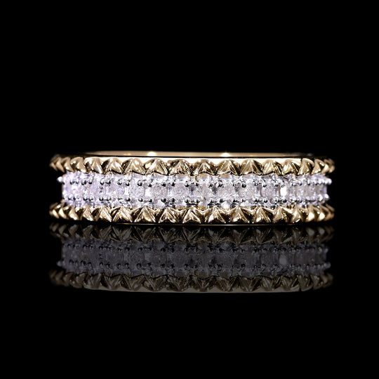 Weißer Diamant Ring 925 Silber Gelbgold Vermeil (Größe 17.00) ca. 0,15 ct