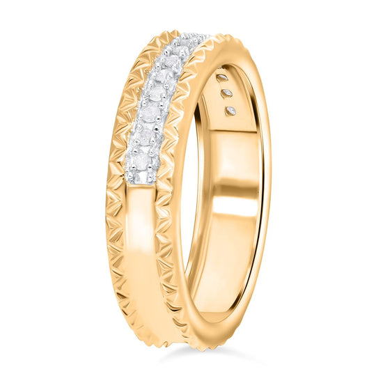 Weißer Diamant Ring 925 Silber Gelbgold Vermeil (Größe 17.00) ca. 0,15 ct