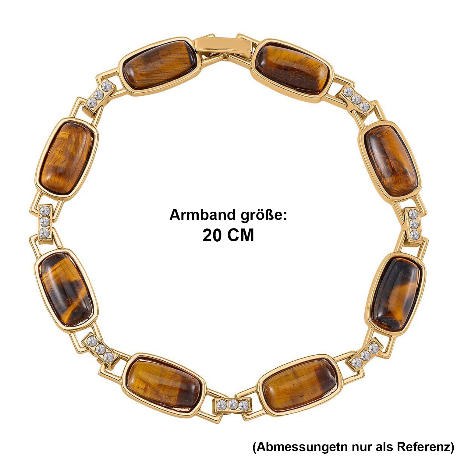 Gelbes Tigerauge, Weißer Kristall Armband, magnetischem Verschluss, ca. 20 cm