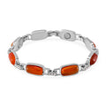 Roter Achat, Weißer Kristall Armband Magnettherapie-Armband mit 4 Magneten, ca. 20 cm