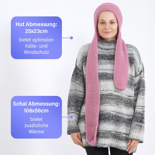2 in 1: Gestrickte Schalmütze, Elfenbein