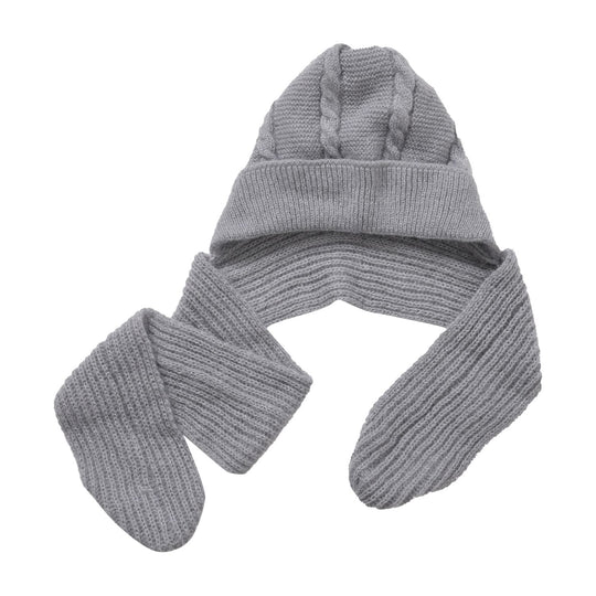 2 in 1: Gestrickte Schalmütze, Elfenbein