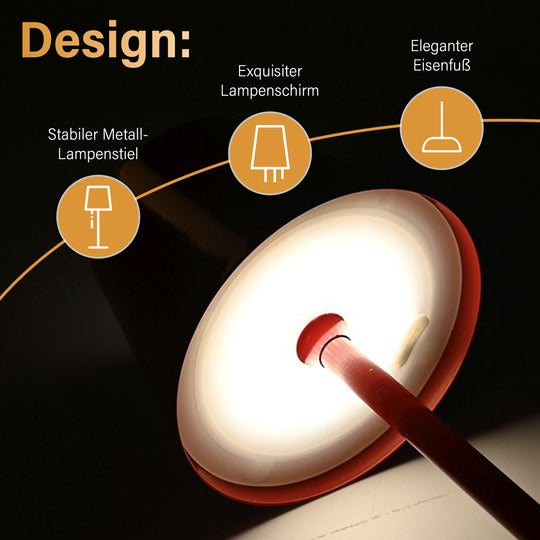 Elegante kabellose Tischlampe mit Touch-Steuerung - 3 Farben, Rot, 11x37cm