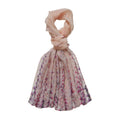 LA MAREY - Luxuriöser Floral-Print Schal, Merinowolle und Maulbeerseide, beige