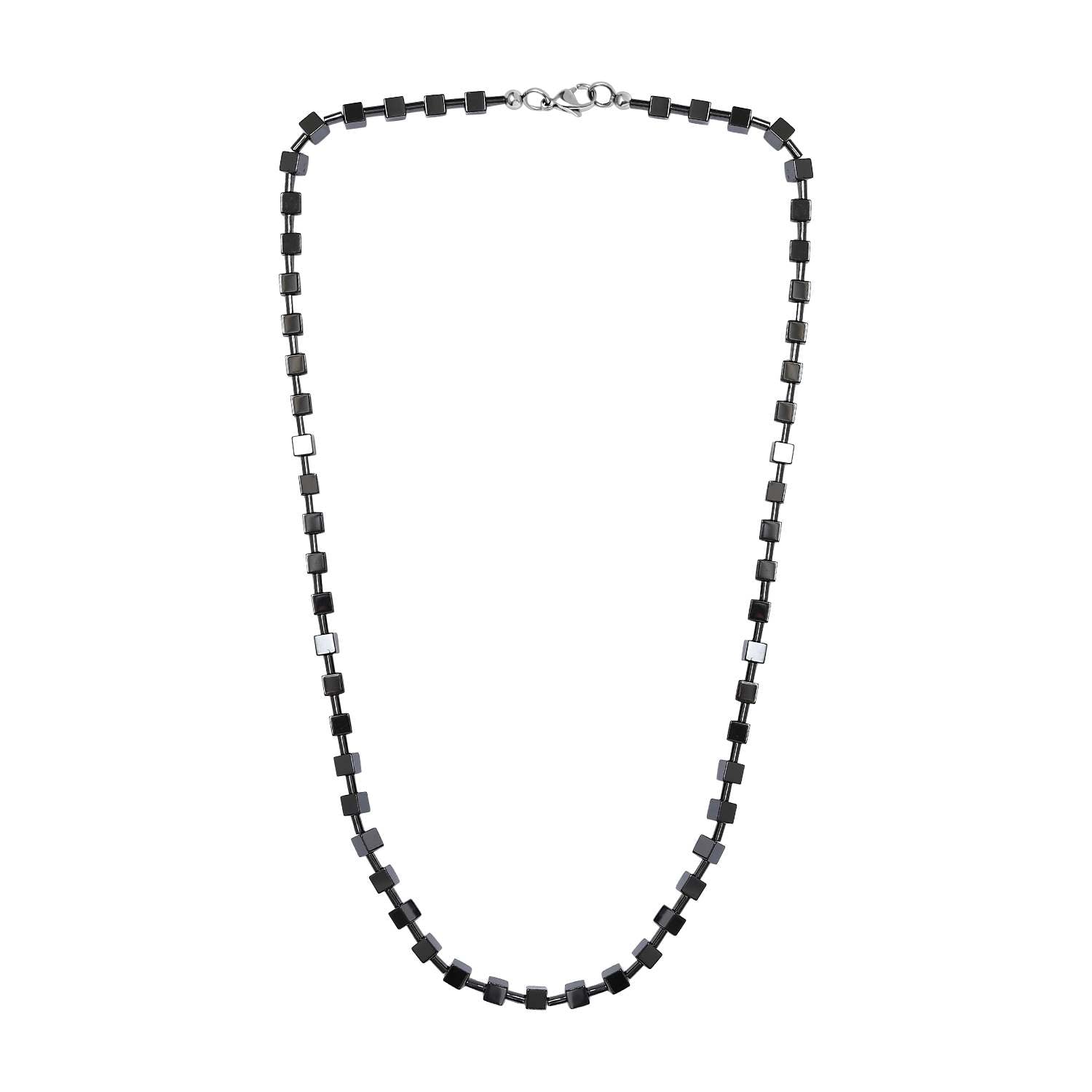 Hämatit Halskette ca. 50 cm 316L Edelstahl platiniert ca. 125.00 ct
