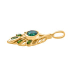 Pfau Quarz Triplette, Natürlicher Chromdiopsid Anhänger 925 Silber 750 Gelbgold Vermeil ca. 2.02 ct