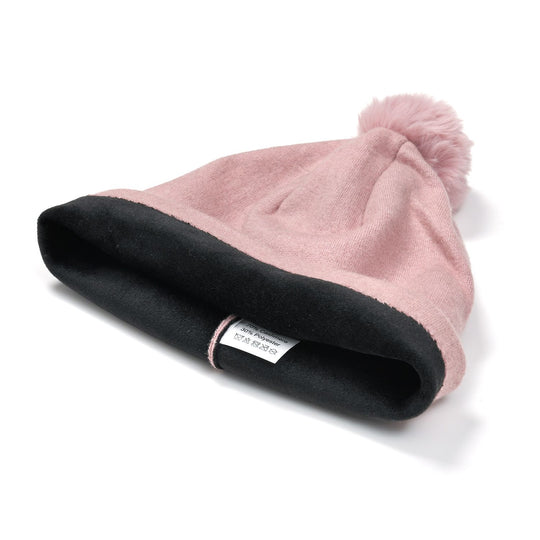 LA MAREY - 2er-Set Elegante Kaschmir Mützen und Handschuhen mit Mikroplüsch Futter, Schwarz