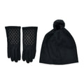 LA MAREY - 2er-Set Elegante Kaschmir Mützen und Handschuhen mit Mikroplüsch Futter, Schwarz