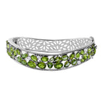 AA Natürlicher Peridot Armreif ca. 19 cm 925 Silber rhodiniert ca. 15.12 ct