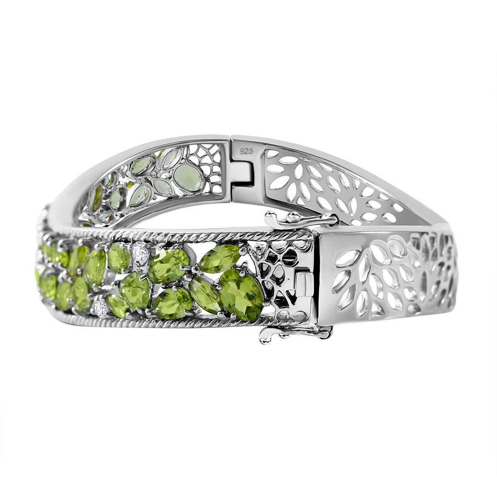 AA Natürlicher Peridot Armreif ca. 19 cm 925 Silber rhodiniert ca. 15.12 ct