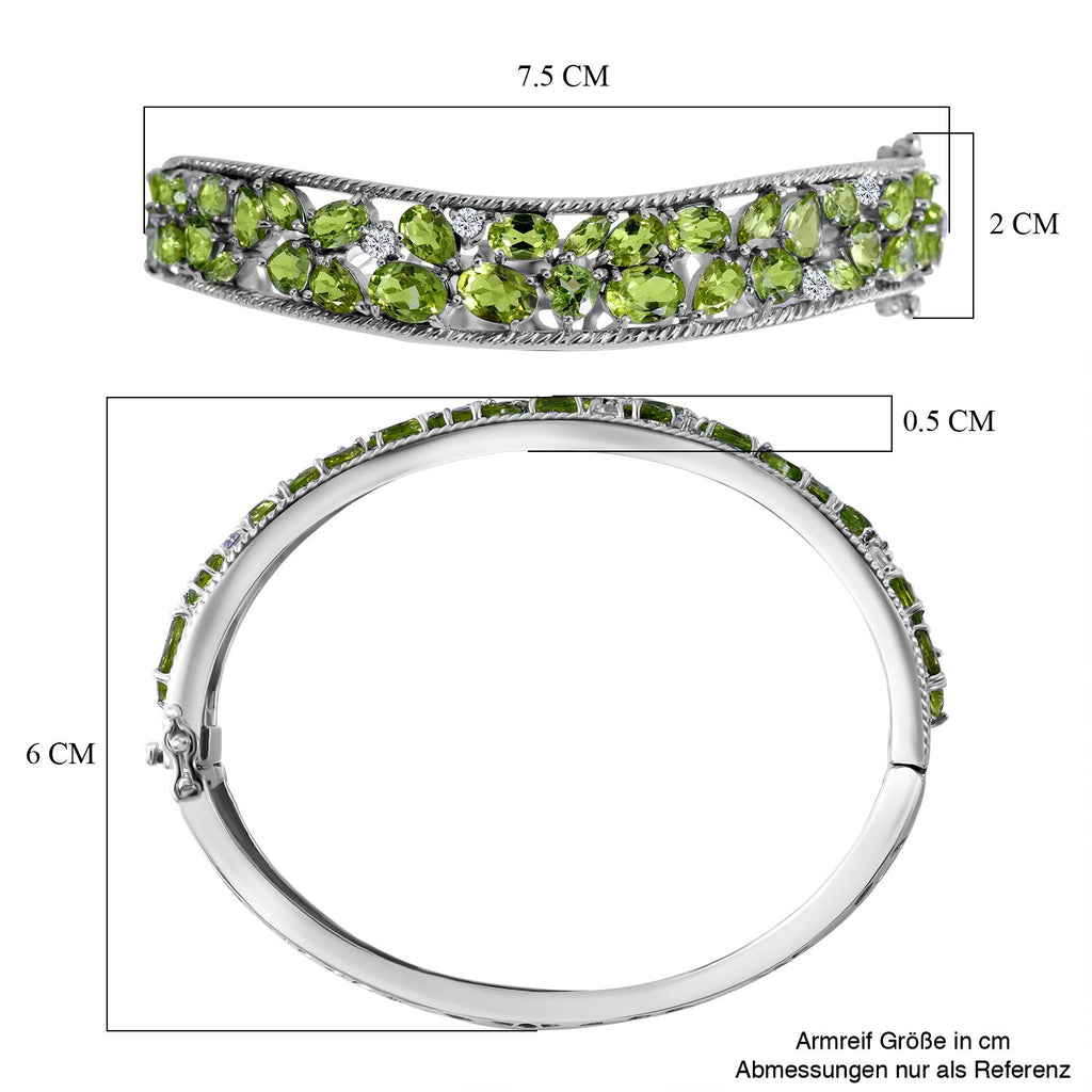AA Natürlicher Peridot Armreif ca. 19 cm 925 Silber rhodiniert ca. 15.12 ct