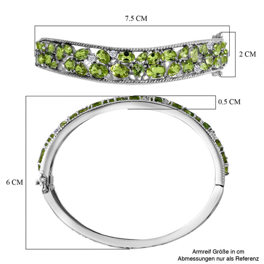 AA Natürlicher Peridot Armreif ca. 19 cm 925 Silber rhodiniert ca. 15.12 ct