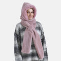 Superweicher 2-in-1 Langschal und Mütze aus Kunstfell, 110x13cm, rosa