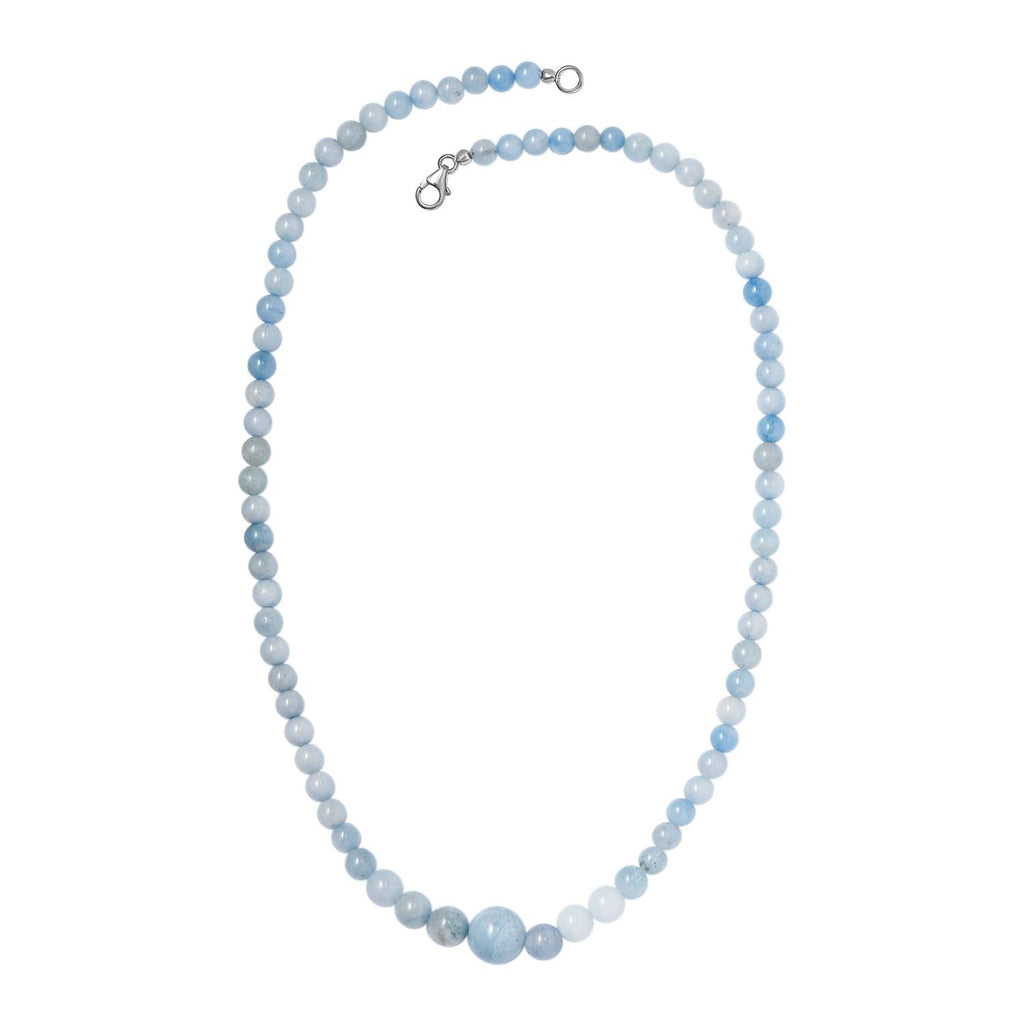 Milchiger Aquamarin Halskette ca. 50 cm 925 Silber rhodiniert ca. 163.50 ct