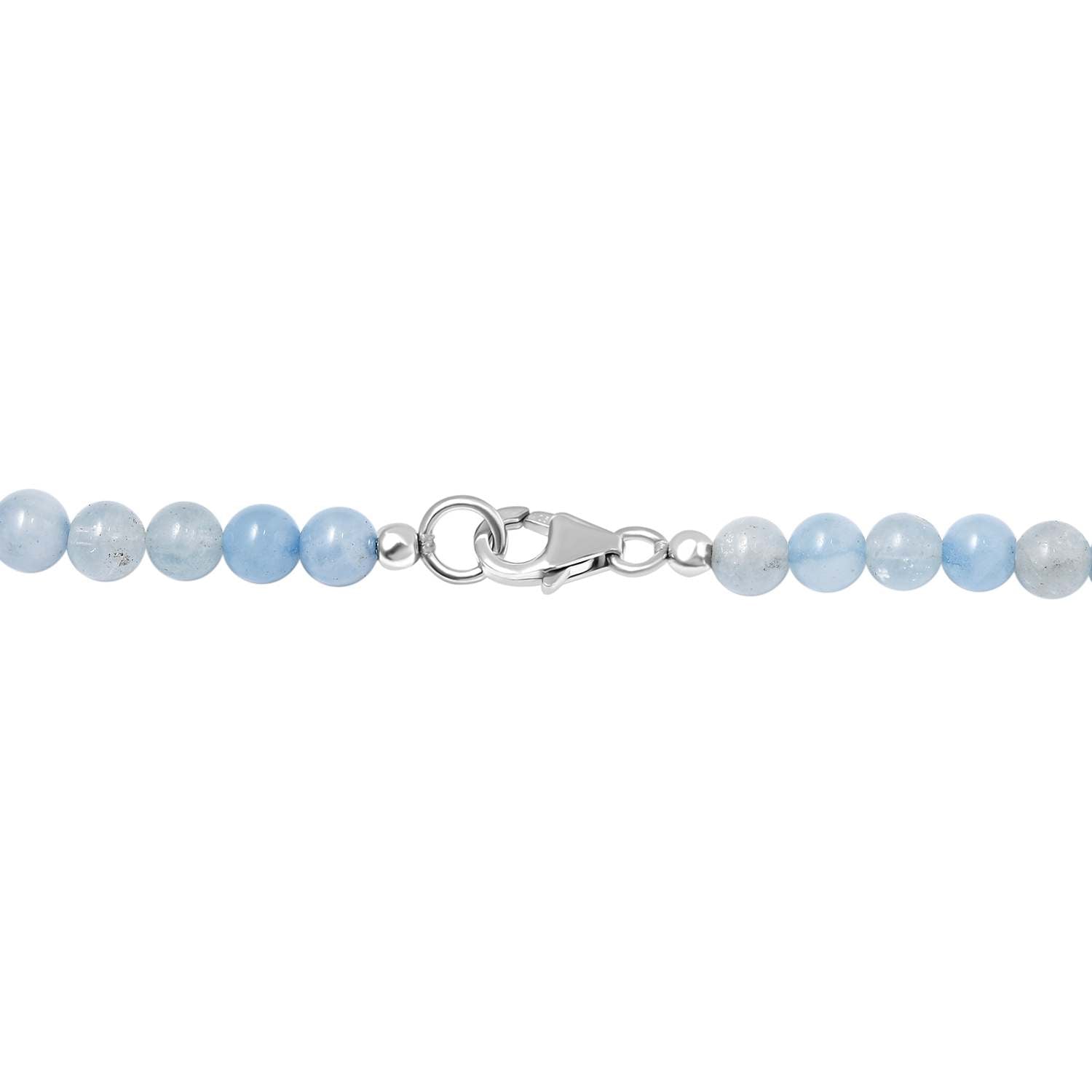 Milchiger Aquamarin Halskette ca. 50 cm 925 Silber rhodiniert ca. 163.50 ct