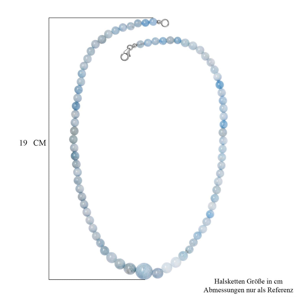 Milchiger Aquamarin Halskette ca. 50 cm 925 Silber rhodiniert ca. 163.50 ct