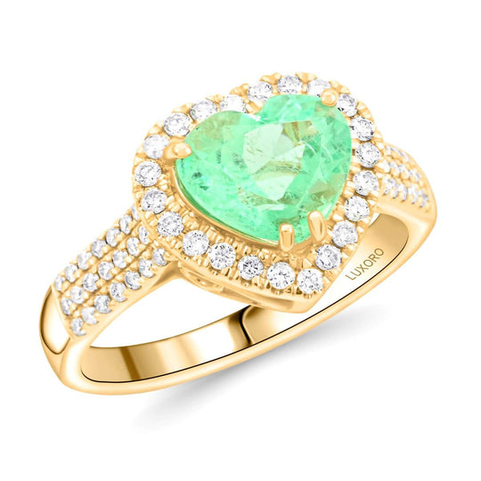 AAA Kolumbianischer Smaragd, Weißer Diamant AGI zertifiziert Ring, 585 Gelb Gold (Größe 17.00) ca. 2.00 ct