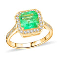 AAA Kolumbianischer Smaragd, Weißer Diamant Ring 585 Gold (Größe 17.00) ca. 2,15 ct