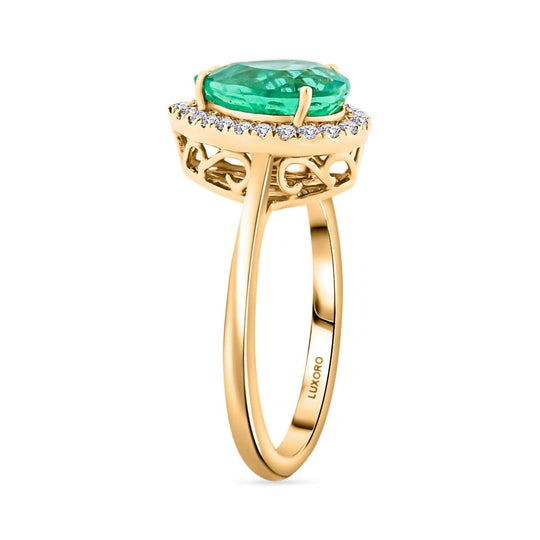 AAA Kolumbianischer Smaragd, Weißer Diamant Ring 585 Gold ca. 2,35 ct