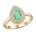 AAA Kolumbianischer Smaragd, Weißer Diamant Ring 585 Gold (Größe 17.00) ca. 1,50 ct