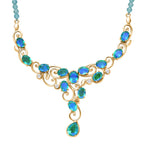 Pfau Quarz Triplette Halskette ca. 45 cm 925 Silber 750 Gelbgold Vermeil ca. 57,03 ct.