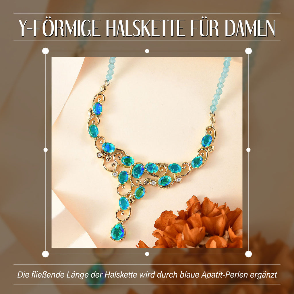Pfau Quarz Triplette Halskette ca. 45 cm 925 Silber 750 Gelbgold Vermeil ca. 57,03 ct.