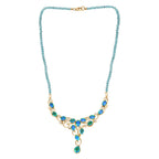 Pfau Quarz Triplette Halskette ca. 45 cm 925 Silber 750 Gelbgold Vermeil ca. 57,03 ct.