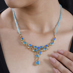 Pfau Quarz Triplette Halskette ca. 45 cm 925 Silber 750 Gelbgold Vermeil ca. 57,03 ct.