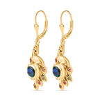 Pfau Quarz Triplette, Mehrfarbig-Turmalin Ohrringe 925 Silber 750 Gelbgold Vermeil ca. 2.11 ct
