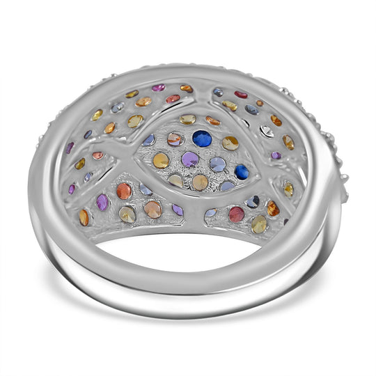 Mehrfarbiger Saphir, Gelber Saphir, Orange Saphir Ring 925 Silber rhodiniert (Größe 19.00) ca. 3.76 ct