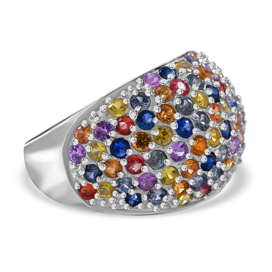 Mehrfarbiger Saphir, Gelber Saphir, Orange Saphir Ring 925 Silber rhodiniert (Größe 19.00) ca. 3.76 ct
