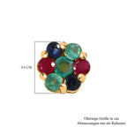 Thailändischer Rubin , Kanchanaburi Blaue Saphir und Kagem Sambischer Smaragd Ohrringe, 925 Silber 750 Gelbgold Vermeil ca. 0.94 ct