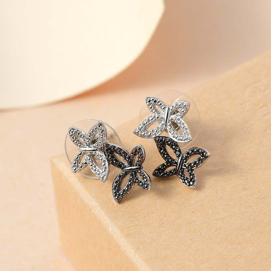 Natürlicher Champagner Diamant Schmetterling Ohrringe, Messing