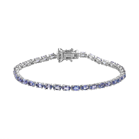 Tansanit Armband ca. 20 cm 925 Silber rhodiniert ca. 7,70 ct.