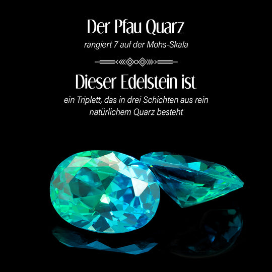 Pfau Quarz Triplette Ring 925 Silber 750 Gelbgold Vermeil (Größe 20.00) ca. 5,55 ct