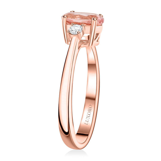 AAA Rosa Morganit, Weißer Diamant Ring, AGI zertifiziert und geprüft, 417 Roségold (Größe 19.00) ca. 1.35 ct