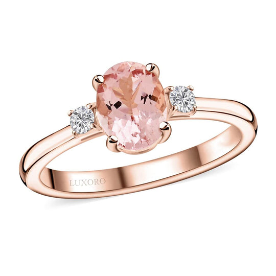 AAA Rosa Morganit, Weißer Diamant Ring, AGI zertifiziert und geprüft, 417 Roségold (Größe 19.00) ca. 1.35 ct